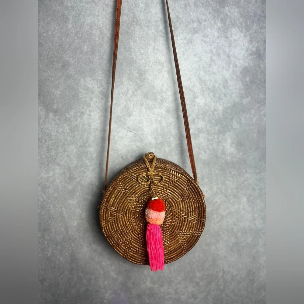 Handwoven round rattan Crossbody Beach Summer Woman bag‎